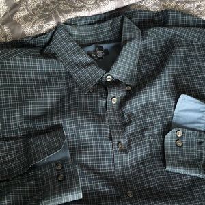 Van Heusen XL 17-17.5 neck Long Sleeve Button Down Collar Dress Shirt Blue/Gray